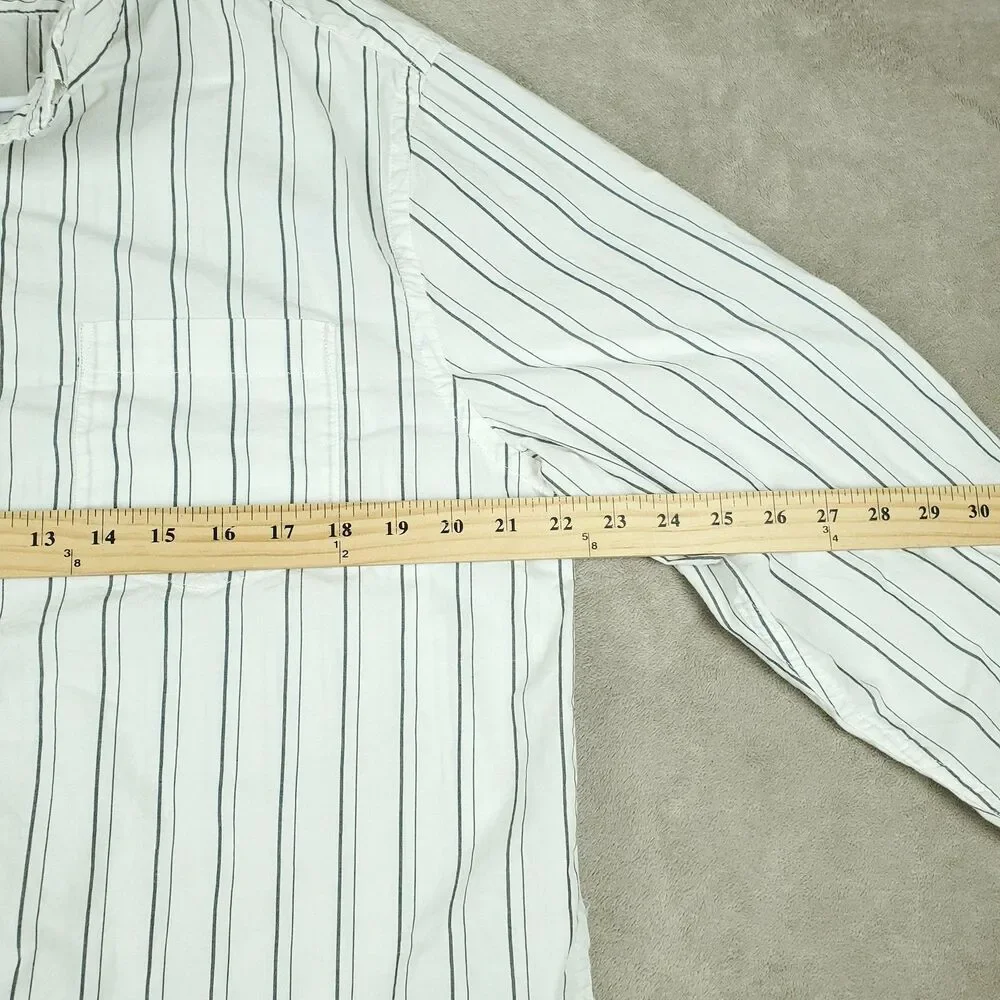 Banana Republic Shirt Mens Large White Stripe Untucked Fit Button Up Casual